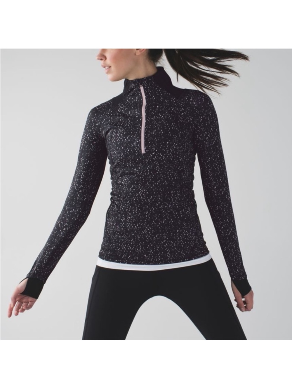 Lululemon Go The Distance 1/2 Zip Pullover in Butterfly Texture Mink Berry Black